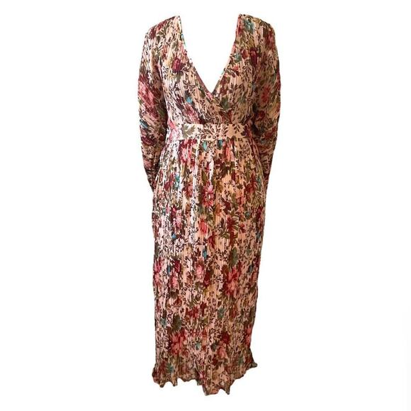 NWT byTiMo Plisse Floral Midi Dress Size Small Multi Color - Picture 3 of 11